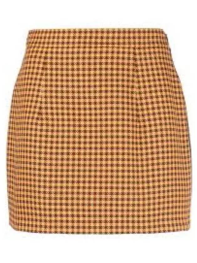 Check Slim Fit Mini H Line Skirt Brown - MARNI - BALAAN 2