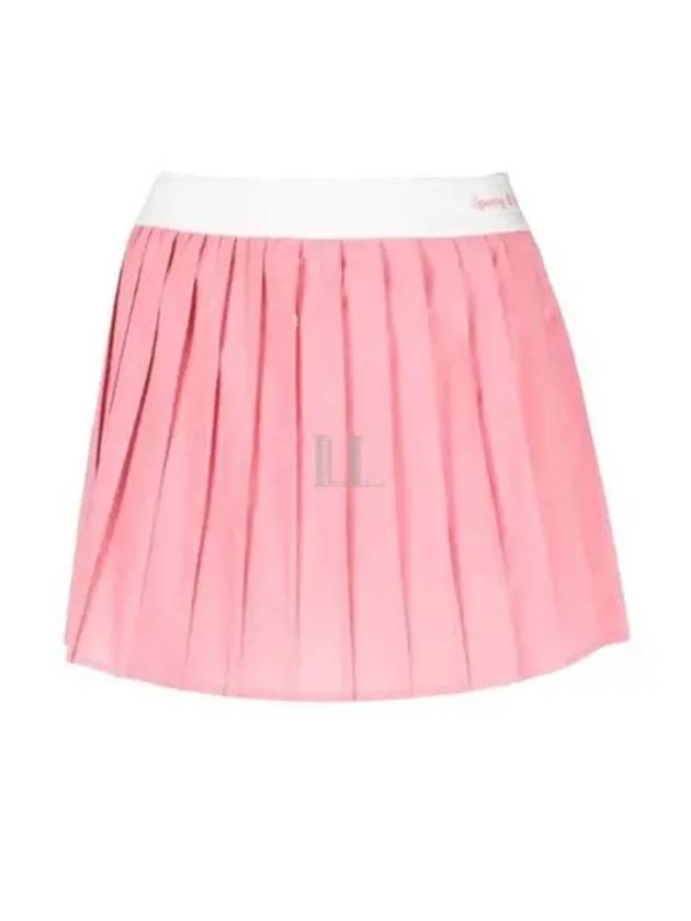 Women's Classic Logo Pleated Skirt Pink - SPORTY & RICH - BALAAN 2