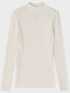 Multi-Ribbed Mock Neck Long Sleeve T-Shirt Ivory - NOIRER FOR WOMEN - BALAAN 3