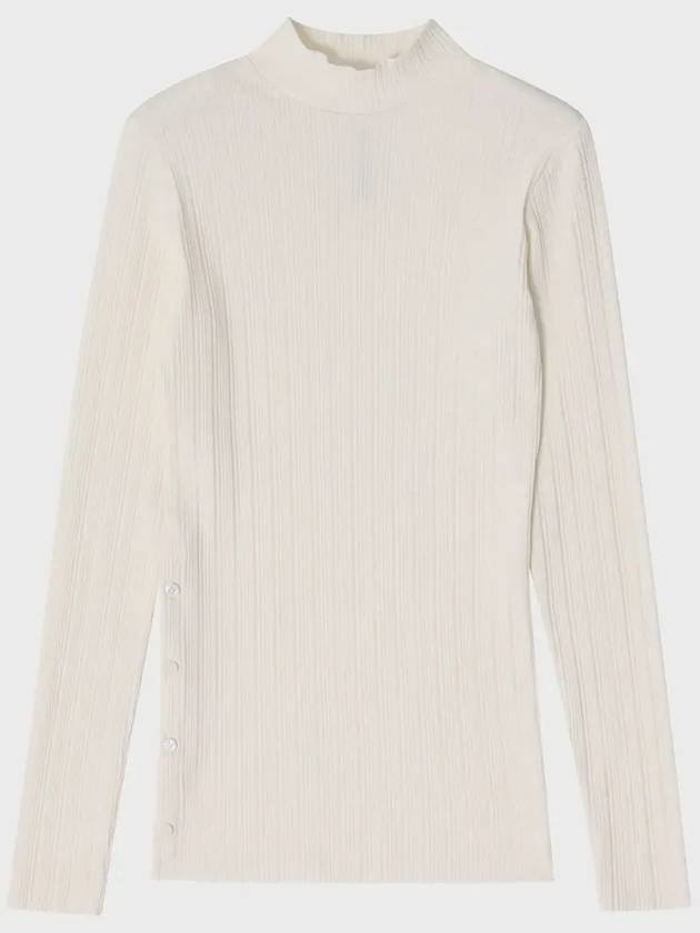 Multi-Ribbed Mock Neck Long Sleeve T-Shirt Ivory - NOIRER FOR WOMEN - BALAAN 3