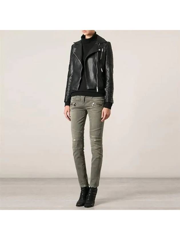 Women's Cotton Skinny Jeans Green - BALMAIN - BALAAN 3