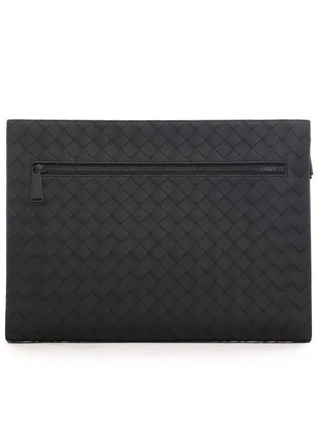 Intrecciato Document Clutch Bag Black - BOTTEGA VENETA - BALAAN 3