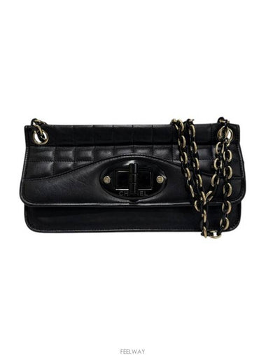 Clover Chocolate bar flap lock shoulder bag black - CHANEL - BALAAN 1