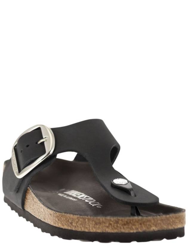 Gizeh Big Buckle Natural Leather Flip Flop Black - BIRKENSTOCK - BALAAN 3