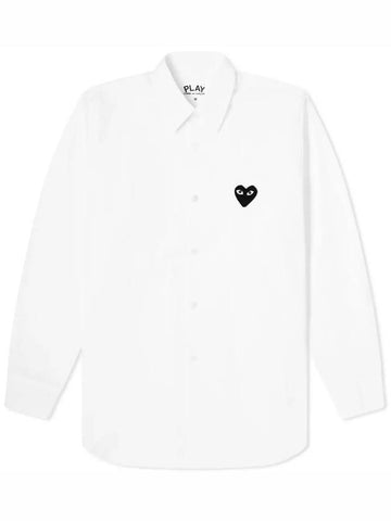 Play Black Heart Patch Long Sleeve Shirt White - COMME DES GARCONS - BALAAN 1