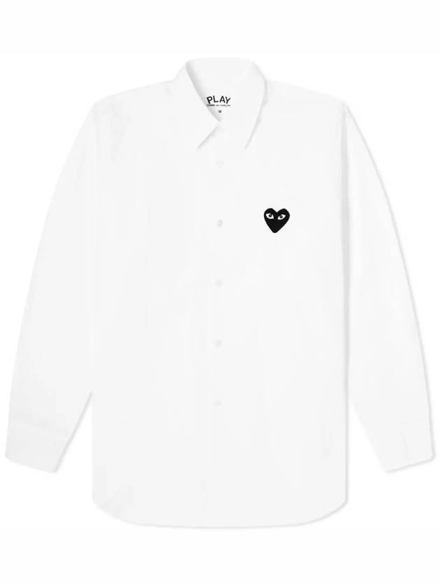 Play Black Heart Patch Long Sleeve Shirt White - COMME DES GARCONS - BALAAN 1