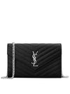 Cassandre Matelasse Chain Cross Bag In Grain de Poudre Embossed Leather Black - SAINT LAURENT - BALAAN 3