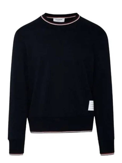 Logo Tab RWB Stripe Trimming Knit Top Navy - THOM BROWNE - BALAAN 2