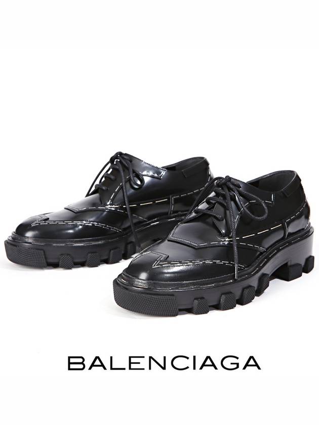 Topstitched Leather Derby Black - BALENCIAGA - BALAAN 2