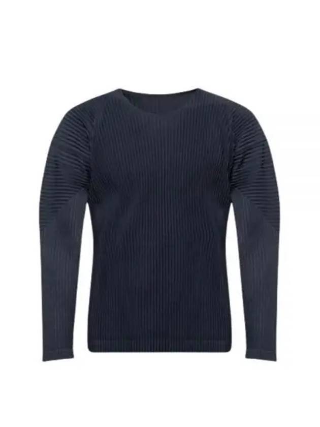 Pleated Long Sleeve T-Shirt Navy - ISSEY MIYAKE - BALAAN 2