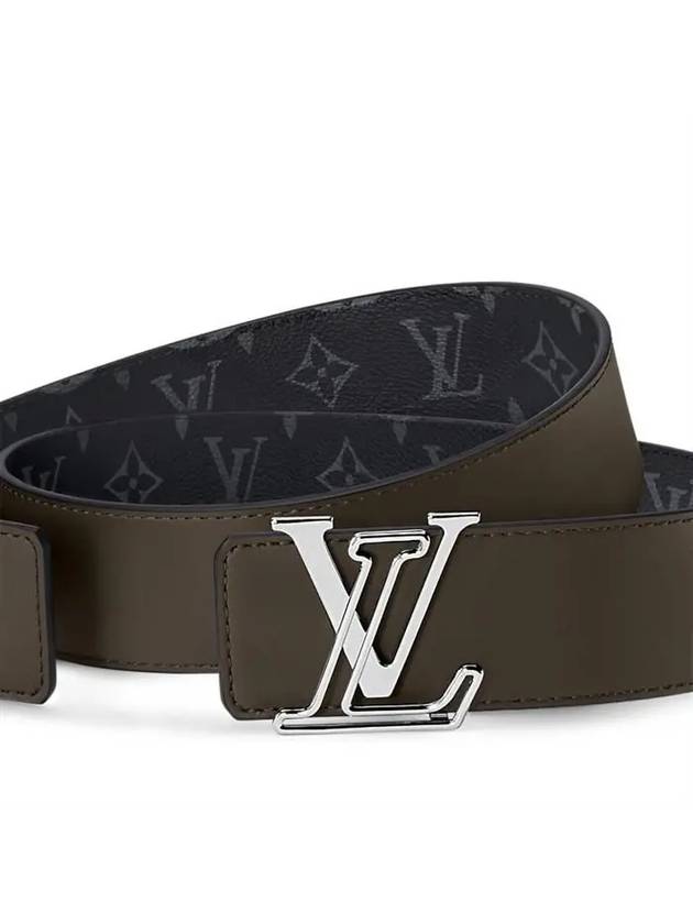 Men's LV Line Reversible Leather Belt Black Khaki - LOUIS VUITTON - BALAAN 4