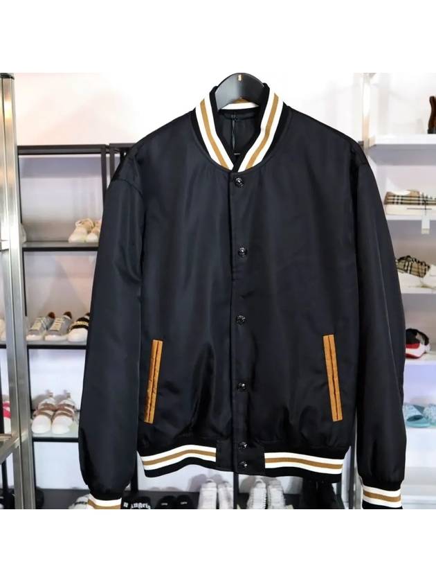 Stripe Detail Button Bomber Jacket Black - VERSACE - BALAAN 6