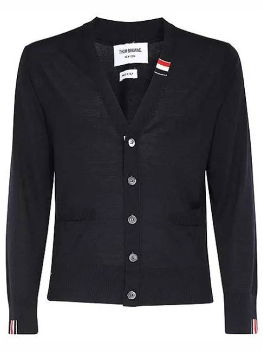 Men's Jersey Stitch V-Neck Cardigan Navy - THOM BROWNE - BALAAN 2