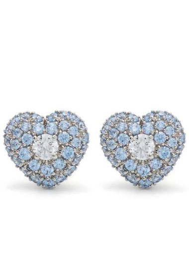 Idyllia Heart Stud Earrings Silver Blue - SWAROVSKI - BALAAN 1