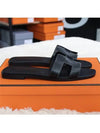 Oran Calfskin Slippers Noir Piqures Ecrues Black - HERMES - BALAAN 3