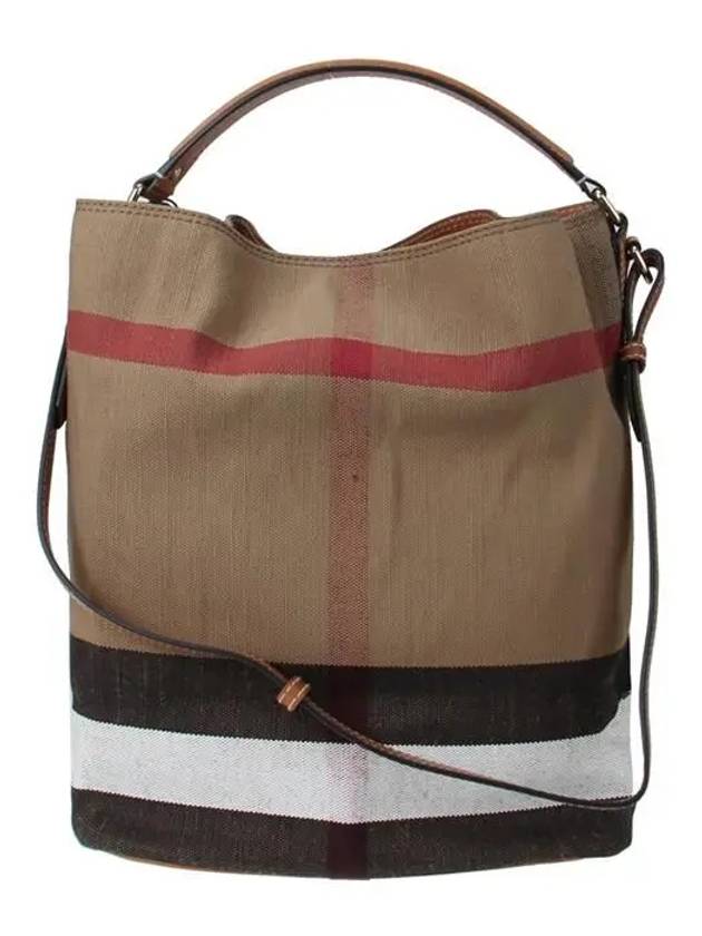 Canvas Check Ashby Shoulder Bag Brown - BURBERRY - BALAAN 5