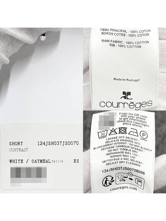 Logo Contrast Mini Shorts Shorts White Oatmeal 124JSH037JS0070 B086 - COURREGES - BALAAN 7