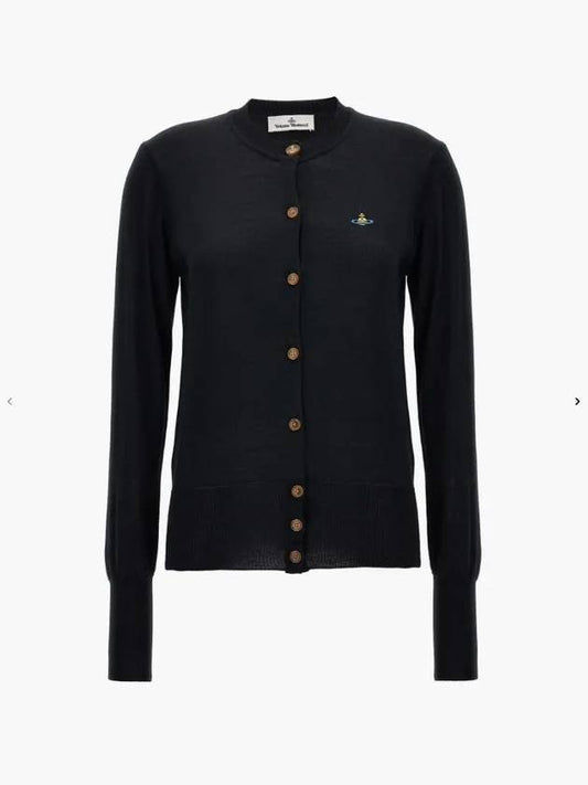 Bea Embroidered Logo Cardigan Black - VIVIENNE WESTWOOD - BALAAN 2