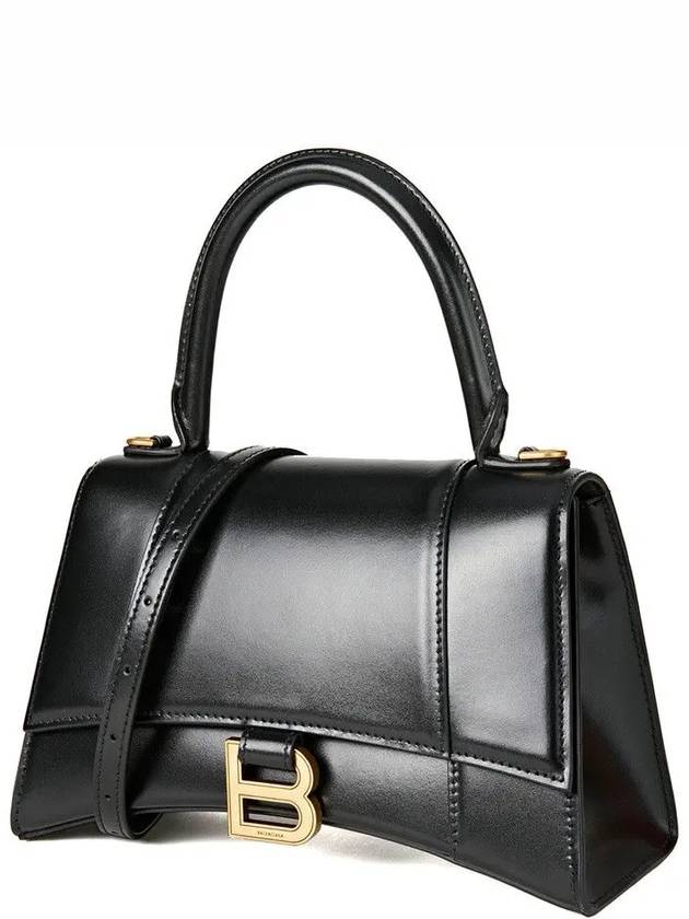 Hourglass Small Tote Bag in Shiny Box Calfskin Black - BALENCIAGA - BALAAN 4