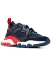 Men's Rib No Track Low Top Sneakers Navy Red - MONCLER - BALAAN.