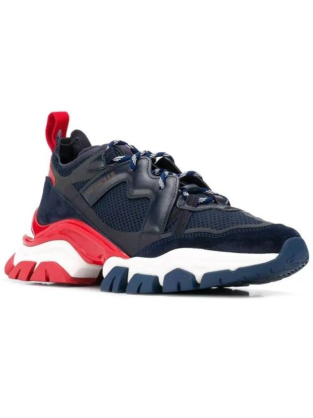 Men's Rib No Track Low Top Sneakers Navy Red - MONCLER - BALAAN.