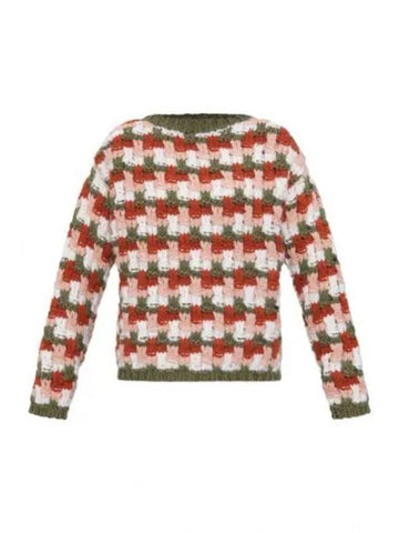 Wool Alpaca Knit Top Red Green - MONCLER - BALAAN 1