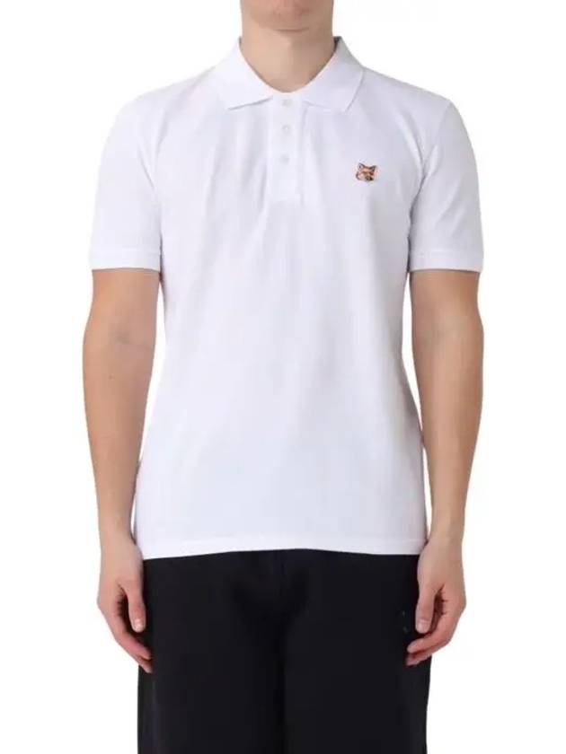 Fox Head Patch Cotton Polo Shirt White - MAISON KITSUNE - BALAAN 3