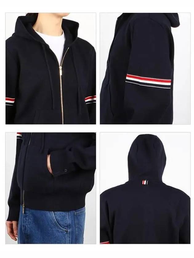 Cotton Milano Armband Zip Up Hoodie Navy - THOM BROWNE - BALAAN 4