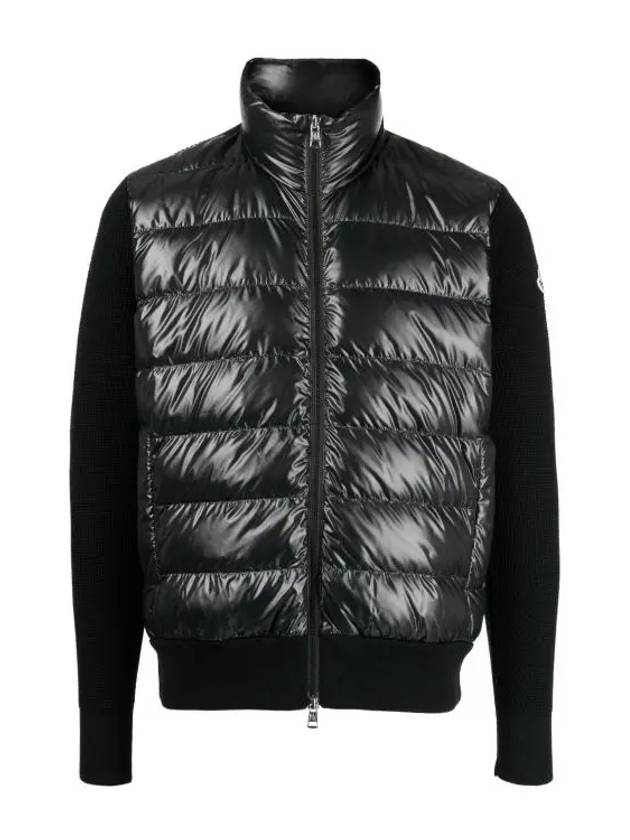 logo patch padded wool cardigan black - MONCLER - BALAAN 2