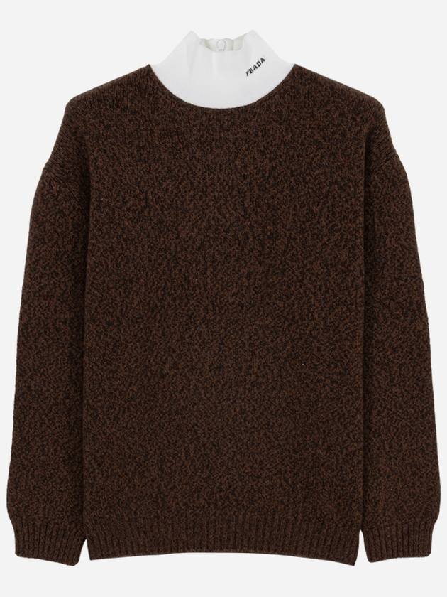 Wool Knit Top Brown - PRADA - BALAAN 2