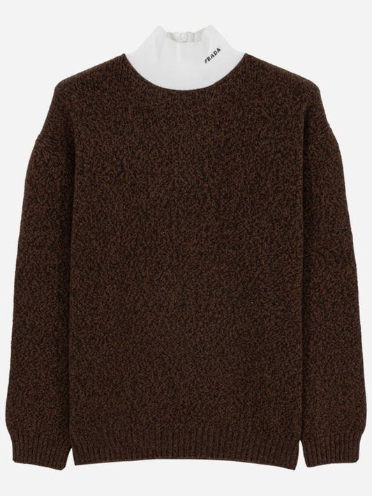 wool knit top brown - PRADA - BALAAN 2