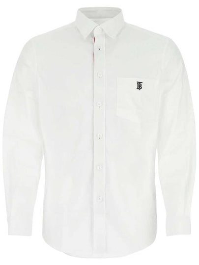 Men's Monogram Logo Long Sleeve Shirt White - BURBERRY - BALAAN 2