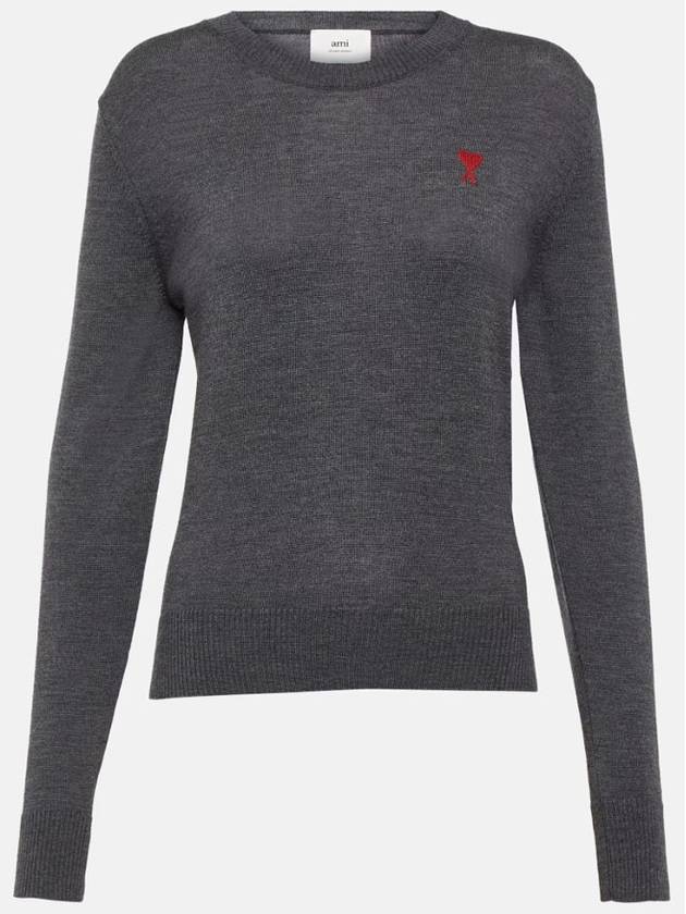 Heart embroidered merino wool sweater FKS111 KN0025 - AMI - BALAAN 2