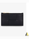 Cassette Intrecciato Zipper Leather Card Wallet Black - BOTTEGA VENETA - BALAAN 2