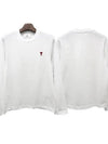 Chain Stitch Heart Logo Long Sleeve T-Shirt White - AMI - BALAAN 2