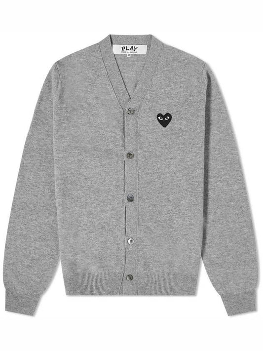 Black Heart Wappen Wool Cardigan Grey - COMME DES GARCONS - BALAAN.