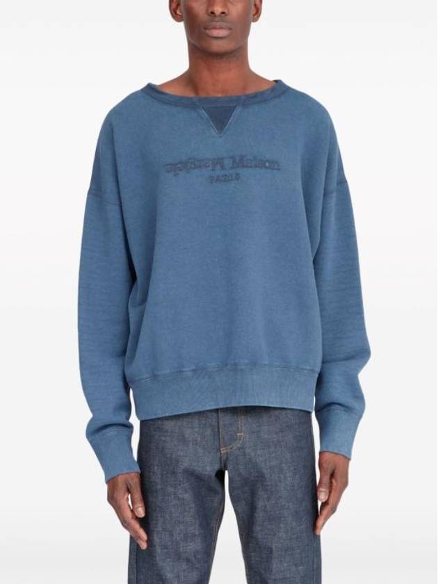 Reverse Logo Crew Neck Cotton Sweatshirt Blue - MAISON MARGIELA - BALAAN 6