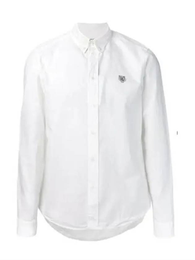 Tiger Logo Slim Fit Long Sleeve Shirt White - KENZO - BALAAN 3