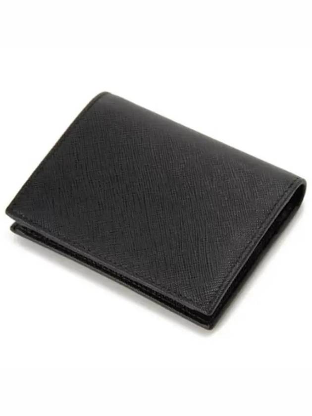 Gold Hardware Triangle Logo Saffiano Half Wallet Black - PRADA - BALAAN 3