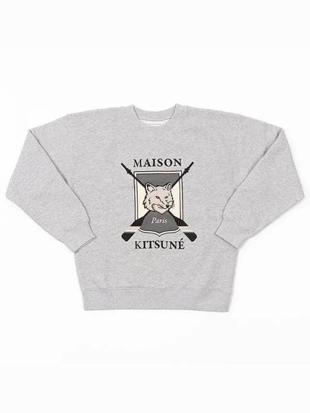 College Fox Print Sweatshirt Light Grey Melange - MAISON KITSUNE - BALAAN 2