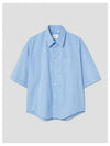 Men's Casual Classic Short Sleeve Shirt Blue Cachemire - AMI - BALAAN 2