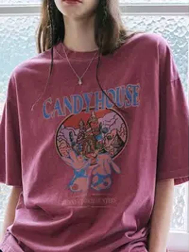 Candy House Pigment Short Sleeve T Shirt Dusty Pink - CPGN STUDIO - BALAAN 1