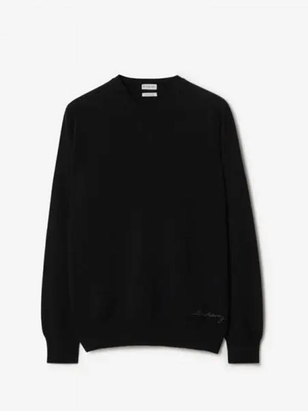 Logo Embroidered Cashmere Knit Top Black - BURBERRY - BALAAN 2