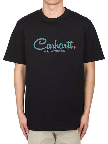 Paradise Script Short Sleeve T-Shirt Black - CARHARTT WIP - BALAAN 1