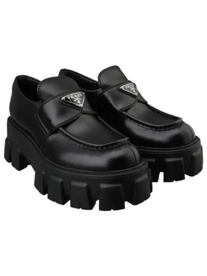 Monolith Brushed Leather Platform Loafers Black - PRADA - BALAAN 2