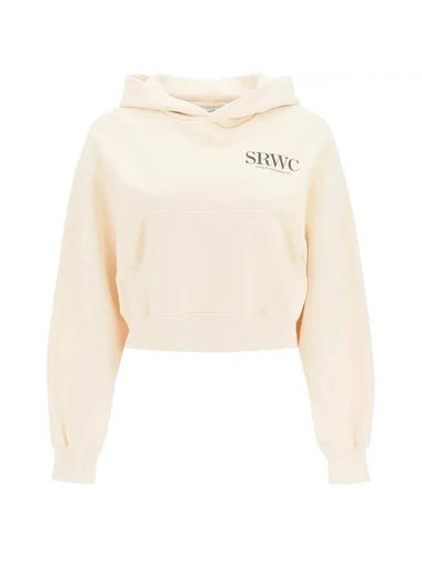 Women's SRWC Logo Cropped Hoodie Beige - SPORTY & RICH - BALAAN 1