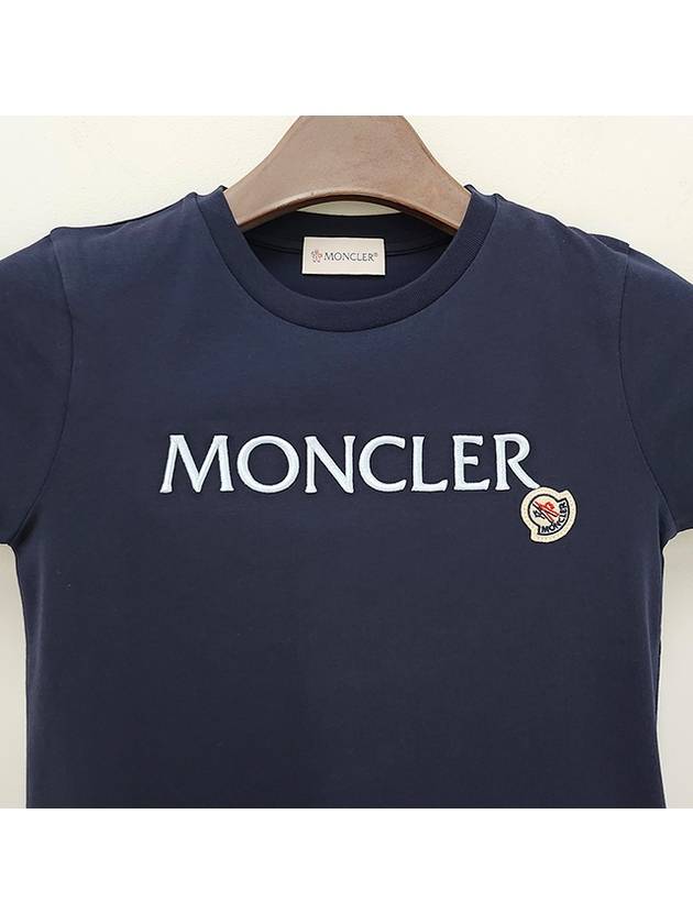 Kids Logo Embroidered Short Sleeve T Shirt 8Y 10Y Navy 8C00005 83907 778 - MONCLER - BALAAN 3