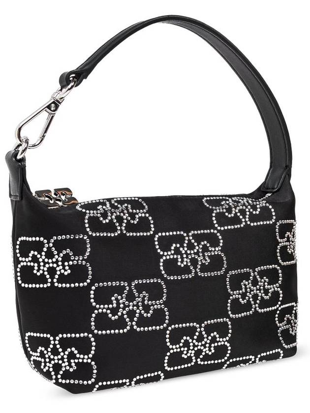 Small Butterfly Satin Sparkle Tote Bag Black - GANNI - BALAAN 5