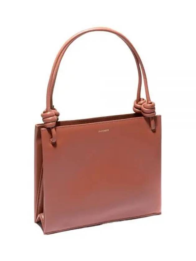 Logo Print Square Leather Tote Bag Rose Wood - JIL SANDER - BALAAN 2