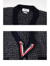 Mohair Tweed 4-Bar Classic V-neck Cardigan Navy - THOM BROWNE - BALAAN 7